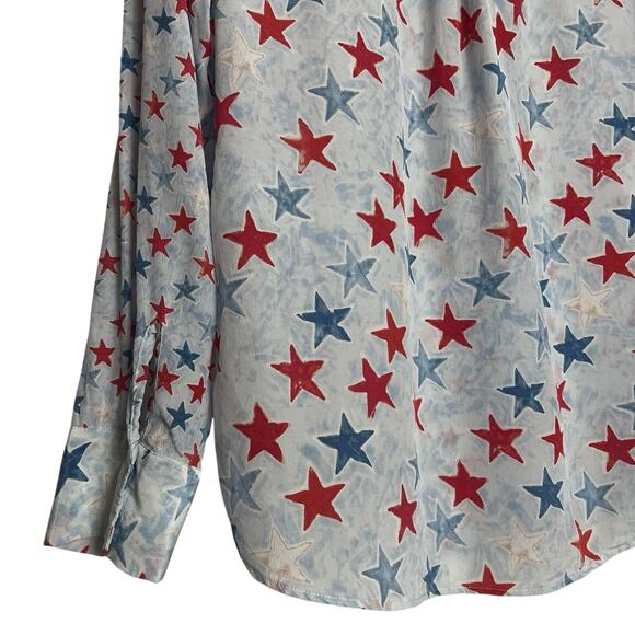 Sandro Paris Long Sleeves Red And Blue Stars Print US Size 6; FR 2 - Picture 10 of 16